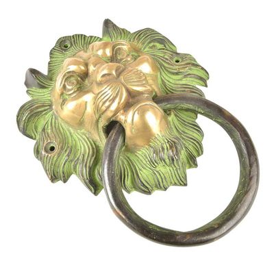 IndianShelf 1 Piece Brass Lion Door Knocker Entry Door Hardware
