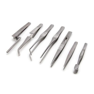 Steelman 7-Piece Tweezer Variety Tool Set for Electronic Repairs, Jewelry Making, and Model Building, Stainless Steel, Includes Sharp, Angled, Blunt, and Offset Tips, Storage Case Included