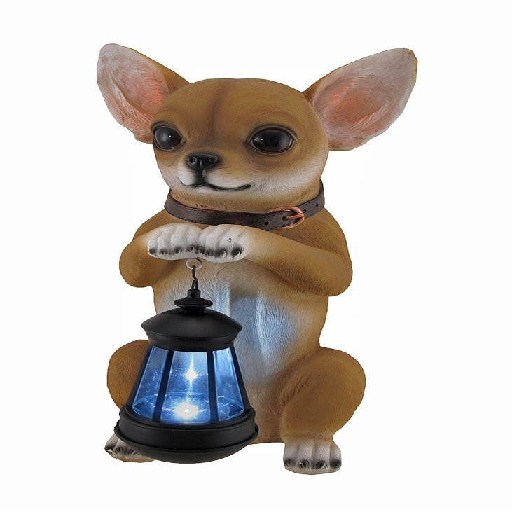 This Little Light Chihuahua Statue and Solar LED Lantern