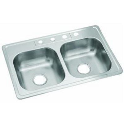 STERLING 14633-3-NA Middleton 33-inch by 22-inch Top-mount Double Equal Bowl Kitchen Sink, Stainless Steel