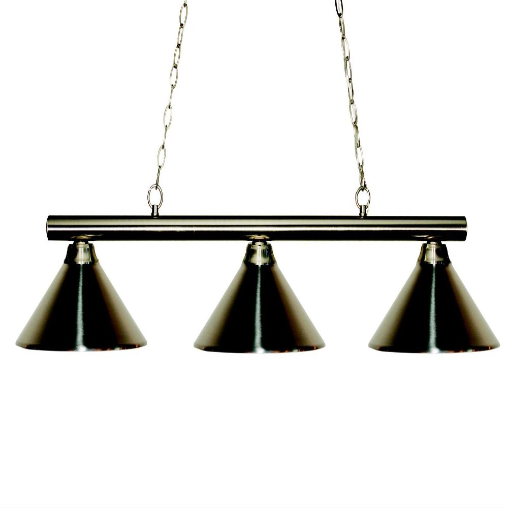 Z-Lite 155-3BN-MBN Sharp Shooter Three Light Billiard, Metal Frame, Brushed Nickel Finish and Metal Brushed Nickel Shade of Metal Material
