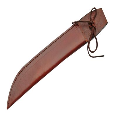 14" Lace Brown Leather Edc Knife Sheath Pouch