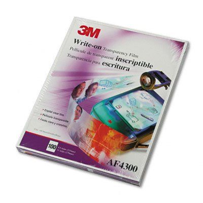 3M : Write-On Transparency Film, Letter, Clear, 100 per Box -:- Sold as 2 Packs of - 100 - / - Total of 200 Each
