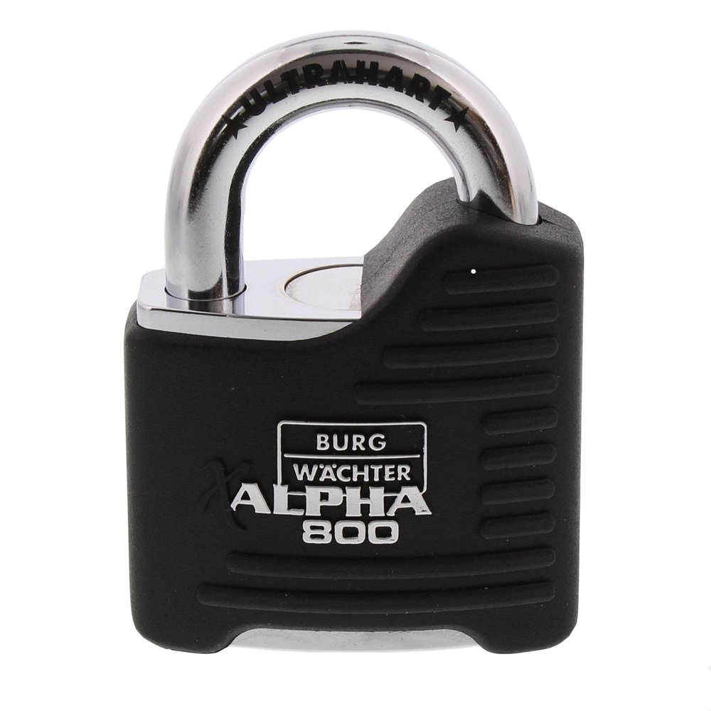 Burg-Wchter Padlock 11mm Shackle Thickness Ultra Hard Drill and Pinch Protection 2 Keys Alpha 800 65 SB