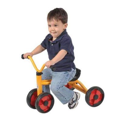 Constructive Playthings WIN-431 First Wheeler - Four Wheeler for Beginners Foot to Floor Bike, 20.8" Height, 11.6" Wide, 18" Length, Yellow