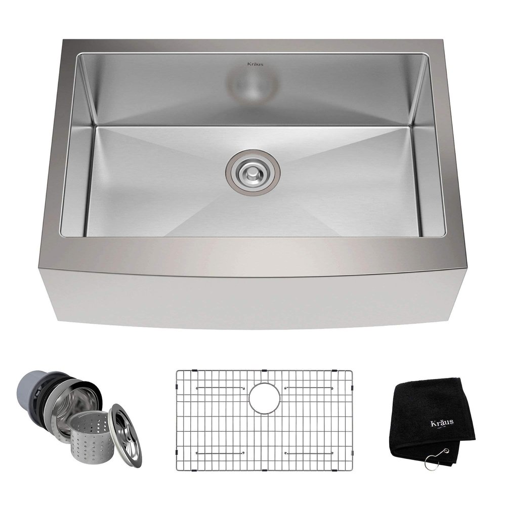 KRAUS Standart Pro 30-Inch Apron Front Farmhouse 16-Gauge Single Bowl Stainless Steel Kitchen Sink, KHF200-30