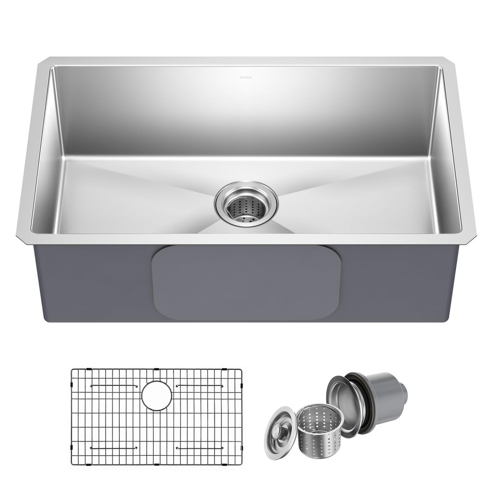KRAUS Stainless Steel 30 in 16 Gauge Undermount Kitchen Sink KHU100-30