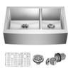 KRAUS Standart Pro 33-Inch Apron Front Farmhouse 16-Gauge 60/40 Double Bowl Stainless Steel Kitchen Sink, KHF203-33 view 1