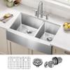 KRAUS Standart Pro 33-Inch Apron Front Farmhouse 16-Gauge 60/40 Double Bowl Stainless Steel Kitchen Sink, KHF203-33 view 2