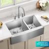 KRAUS Standart Pro 33-Inch Apron Front Farmhouse 16-Gauge 60/40 Double Bowl Stainless Steel Kitchen Sink, KHF203-33 view 3