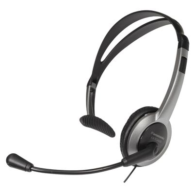 Panasonic Comfort Fit Headset for TCA Series Cordless Landline Phones, Foldable Headset with Flexible Noise-Cancelling Microphone and Volume Control, 2.5 mm Plug, Grey/Silver KX-TCA430