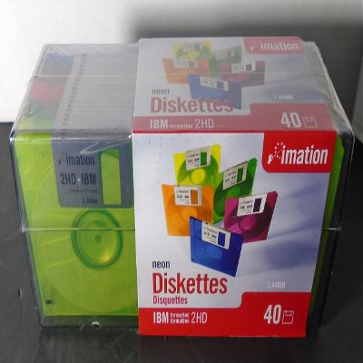 Imation 3.5" Diskettes, Neon Green, 40PK, 2HD, 1.44MB