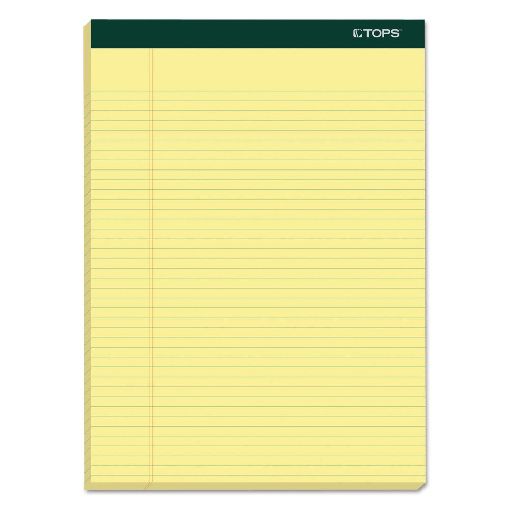 TOPS 63376 Double Docket Legal Pad44; narrow rule44; canary44; 100CT44; 6 PD per PK