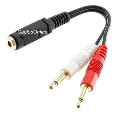 CablesOnline, 6-inch 3.5mm Stereo Female to Dual 3.5mm Mono Male Left/Right Adapter Cable, AV-Y16