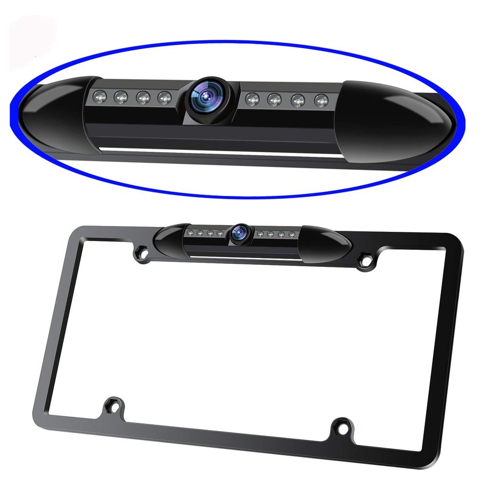 License Plate Frame Backup Camera Night Vision Car Rear View Camera with 8 Bright LEDs 170 Viewing Angle Waterproof Backup Camera Vehicle Universal Reversing Assist Security