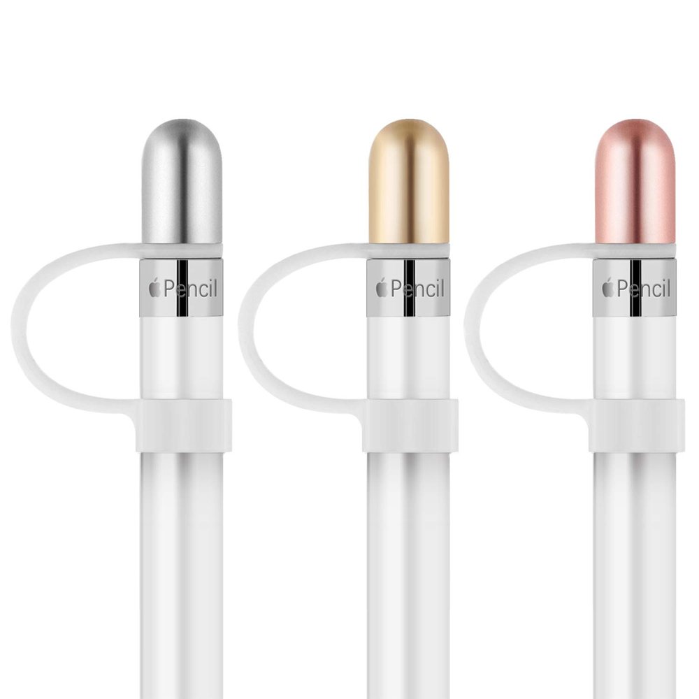 Apple Pencil Replacement Cap- Tranesca Aluminum Replacement Cap for Apple Pencil 1st Generation (3 in a Pack) Gold,Rose Gold,Silver- Not Magnetically Clasped