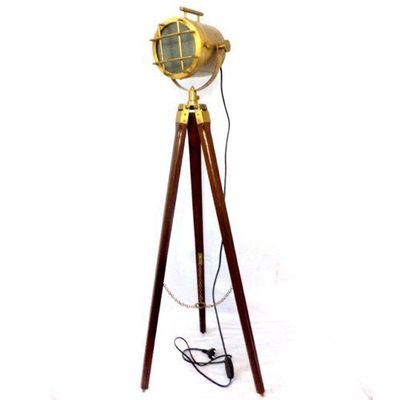 THORINSTRUMENTS Nautical Vintage Marine Tripod Floor Lamp - Industrial Expresso/Brown Rustic Vintage Home Decor Gifts
