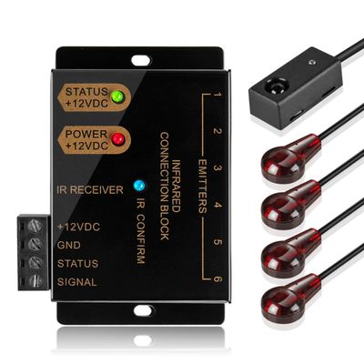 TNP IR Repeater Extender Infrared Remote Control Hidden System Kit - Infrared IR Emitter Blaster Distribution Extension & Receiver Cable for Cable Box Home Theater AV Component Equipment HDTV