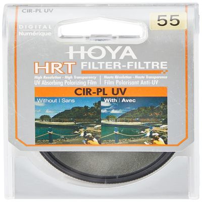 Hoya Circular Polarizer Filter (HRT CIR-PL UV)  55mm Polarizing Filter with UV Absorbing Glass, High-Rate Transparency Film for Camera Lens  Multi-Coated Aluminum Frame & Water Resistant