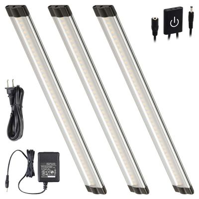 Lightkiwi Dimmable LED Under Cabinet Lighting 3 Panel Kit, 12 Inches Each, Warm White (3000K), 9 Watt, 24VDC, Hand Wave Activated Dimmer Switch & All Accessories Included, UL Listed