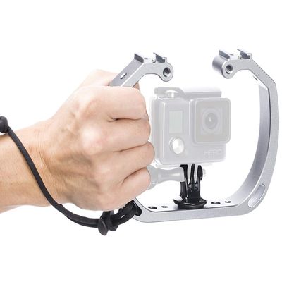 Movo GB-U70 Underwater Diving Rig for GoPro Hero with Cold Shoe Mounts, Wrist Strap - Works with HERO3, HERO4, HERO5, HERO6, HERO7, HERO8, Osmo Action Cam - Perfect Scuba Gear GoPro Accessory
