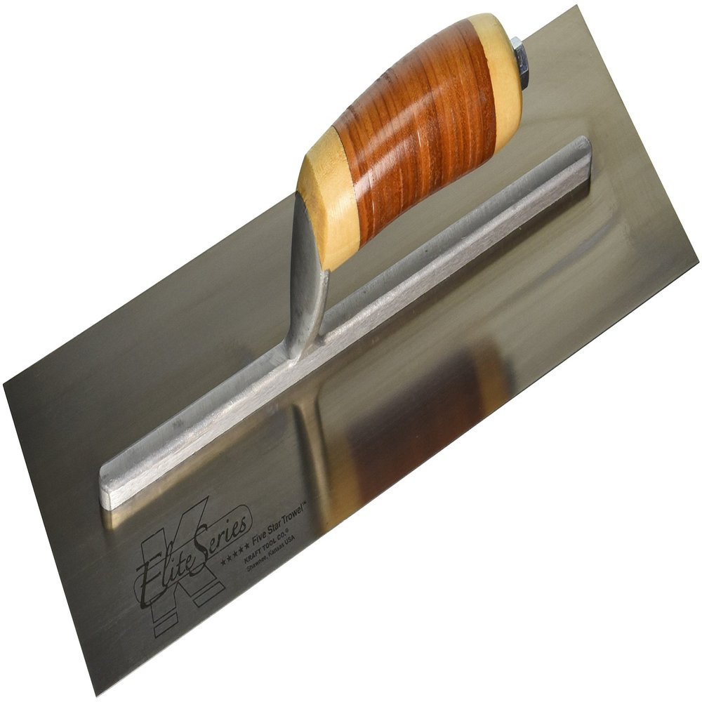 Kraft Tool CFE534L Elite Series Five Star Cement Trowel with Leather Handle, 14 x 5-Inch