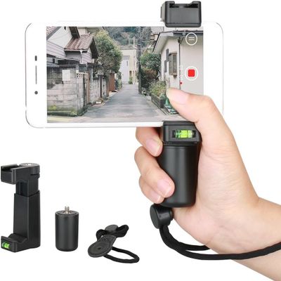 Aoonar Smartphone Grip Handle Rig Phone Stand Holder with Wrist Strap, Tripod Mount & Cold Shoe Mount for Lights and Microphones - for iPhone, Samsung, HTC, LG, Google, Android