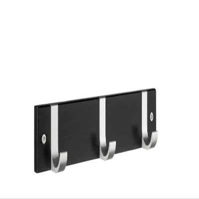 Smedbo BB1075 Triple Coat Rack, Black Wood/Satin Aluminum