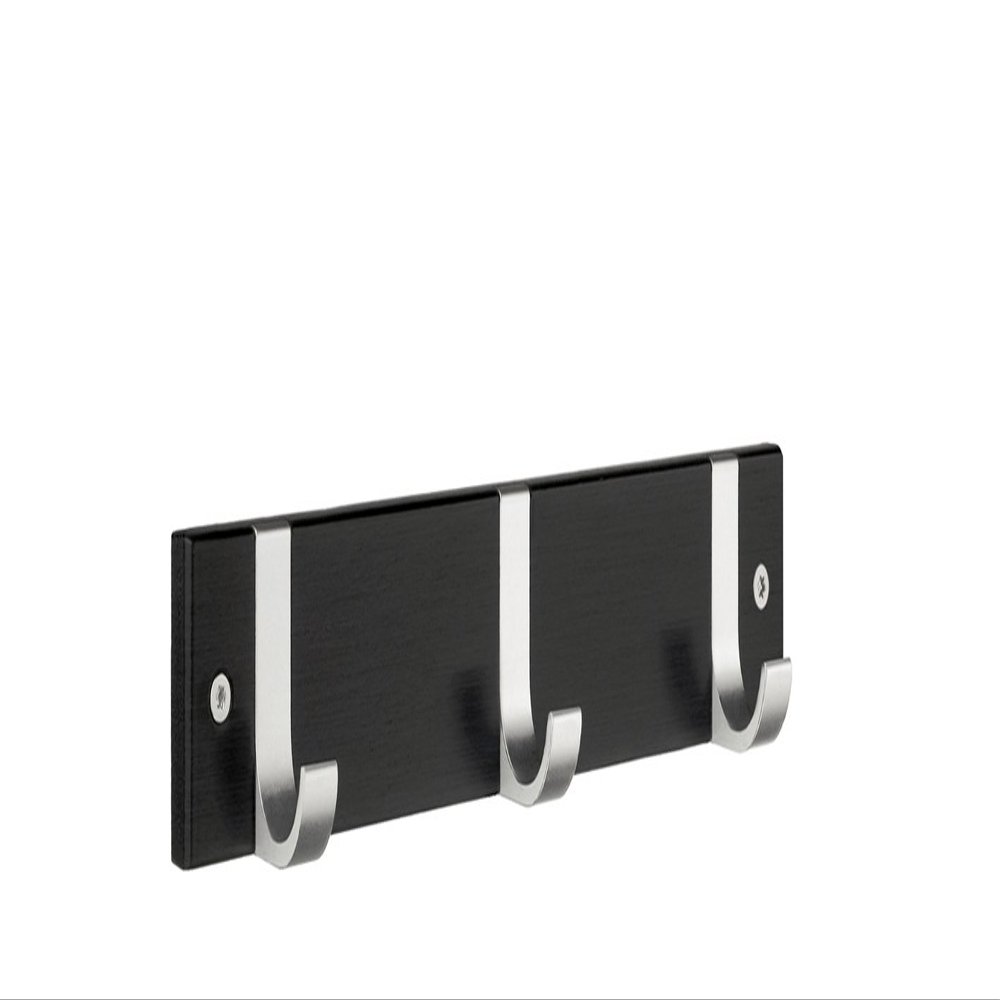 Smedbo BB1075 Triple Coat Rack, Black Wood/Satin Aluminum