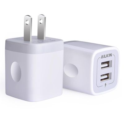 USB Wall Charger, Charger Adapter AILKIN 2Pack 2.1A Dual Port Quick Plug