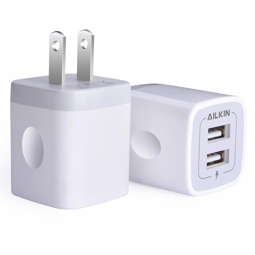 USB Wall Charger, Charger Adapter AILKIN 2Pack 2.1A Dual Port Quick Plug