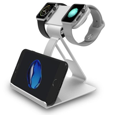 ATOPHK Dual Head Mode Watch Charging Stand Docking Station Holder Compatible for Apple Watch Series Apple Watch Ultra/8/7/6/5/3/2/SE Airpods Base & iPad Silver