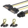 J&D 6 Pin PCIe to Dual SATA Power Cable, 2X SATA to 6 Pin PCIe Express Graphics Video Card Power Cable Adapter (2 Pack), 8 Inch view 1