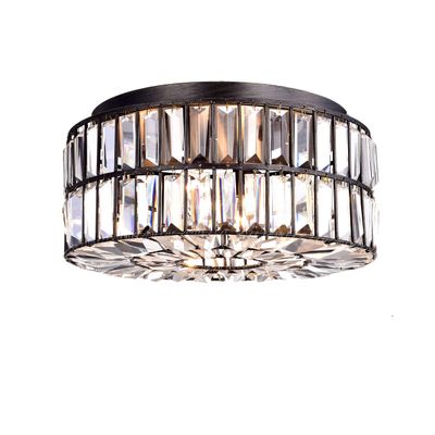 Jojospring Justina Crystal Glass Prism Flush Mount Chandelier in Antique Black