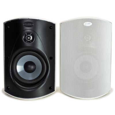 Polk Audio Atrium 5 Outdoor Speakers Wired with Powerful Bass (Pair, White), All-Weather Durability, Broad Sound Coverage, Speed-Lock Mounting System