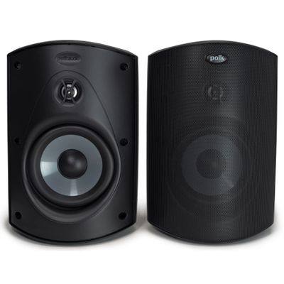 Polk Audio Atrium 5 Outdoor Speakers with Powerful Bass (Pair, Black), All-Weather Durability, Broad Sound Coverage, Speed-Lock Mounting System