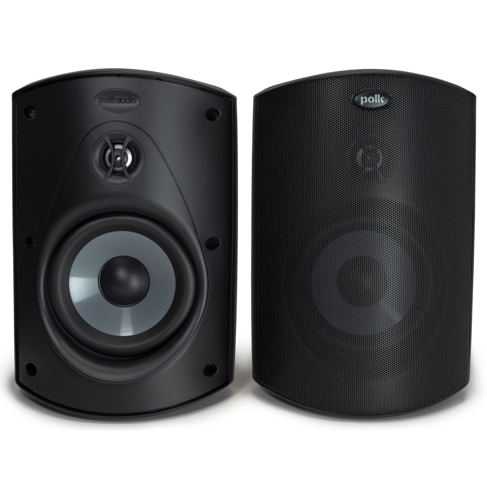 Polk Audio Atrium 5 Outdoor Speakers with Powerful Bass (Pair, Black), All-Weather Durability, Broad Sound Coverage, Speed-Lock Mounting System
