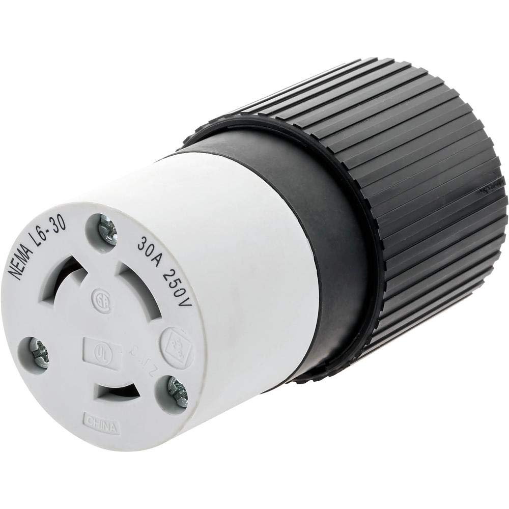 Wiring Device-Kellems Hubbell-Pro Select Spec L630C Locking Connector, 250 VAC, 30 A, 2 Poles, 3 Wires, Black/White