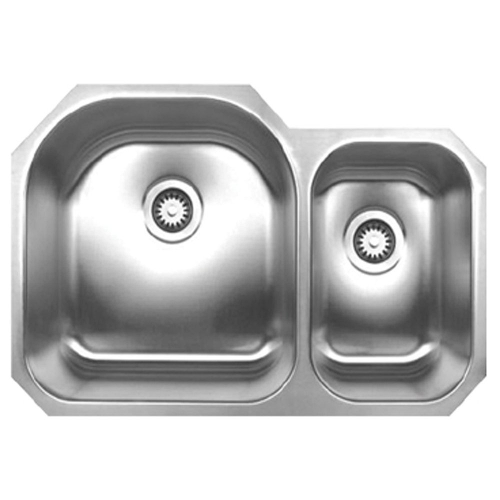 Whitehaus WHNDBU3120-BSS Noah'S Collection 31 1/2-Inch Double Bowl Undermount Sink, Brushed Stainless Steel