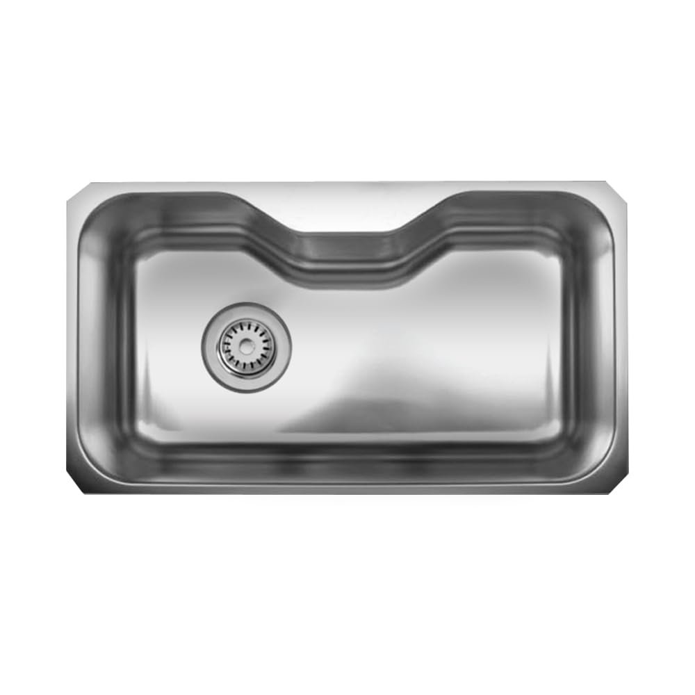 Whitehaus WHNUA3016-BSS Noah's Collection 32 1/2-Inch Single Bowl Undermount Sink, Brushed Stainless Steel
