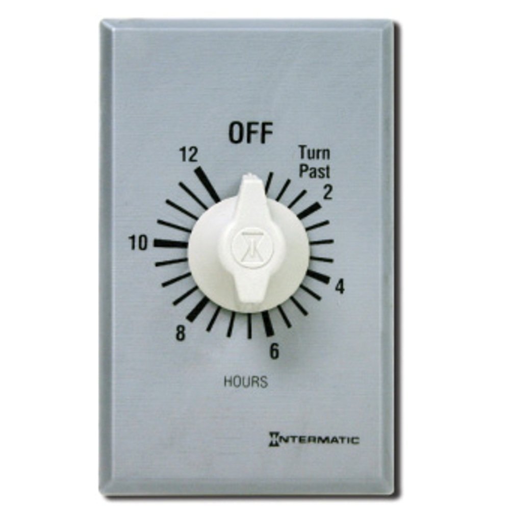 Intermatic FF412H 12-Hour Spring Loaded Wall Timer, Brushed Metal