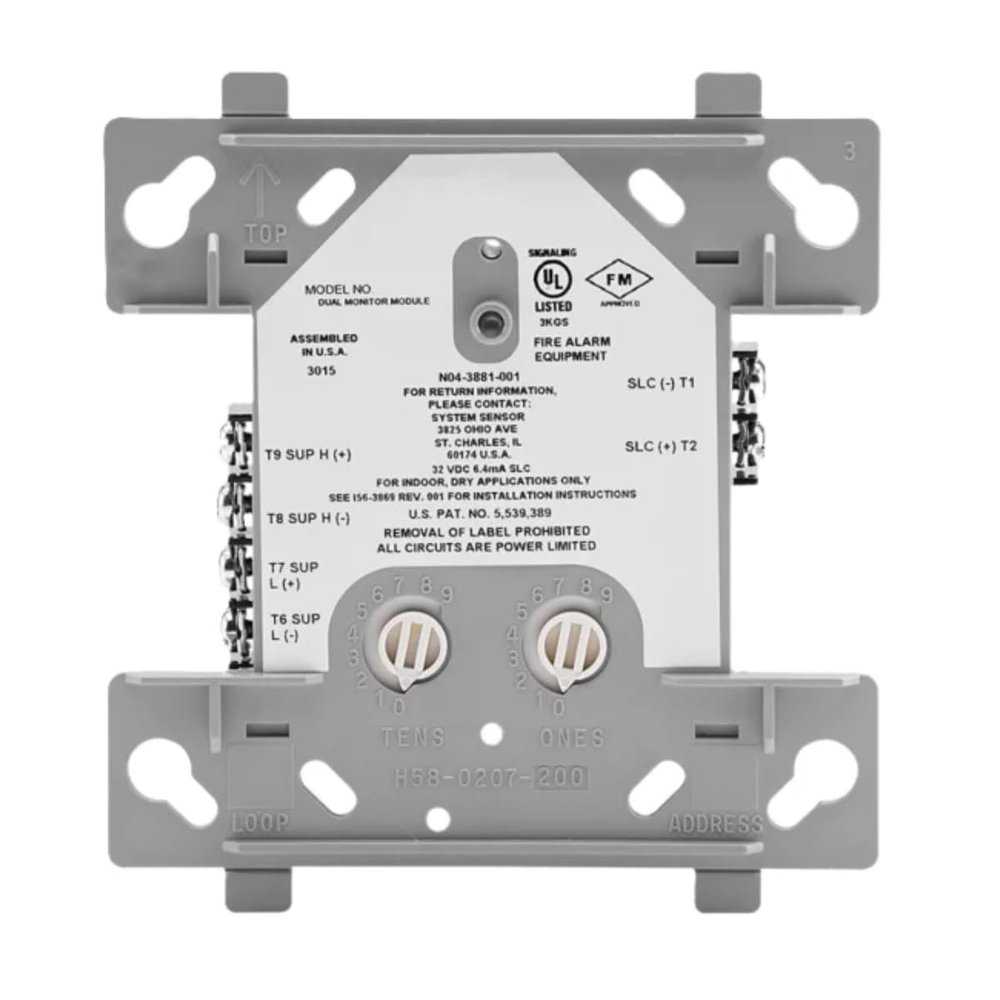 SILENT KNIGHT SECURITY SYS SK-MONITOR-2 32F TO 120F (0C 49C), 40W MAX, 500W, 6.4MA MAX, 1, 15.32 VDC, 750AMPS, ADDRESSABLE DUAL INPUT MONITOR MODULE, 47K W, 10% TO 93% NON-CONDENSING, WORKS ON 2 UNIQU