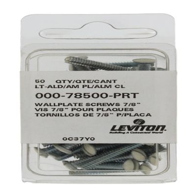 Leviton 78500-PRT Oval Head Milled Slot Replacement Wallplate Screws, 7/8-Inch Long 6-32 Thread, Light Almond, 50-Pack