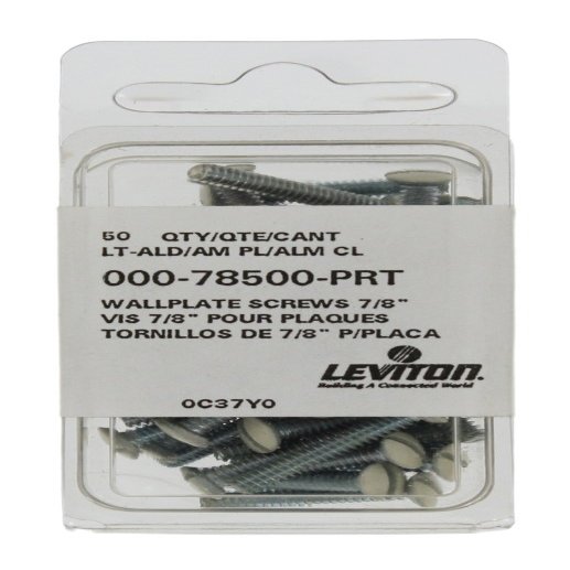 Leviton 78500-PRT Oval Head Milled Slot Replacement Wallplate Screws, 7/8-Inch Long 6-32 Thread, Light Almond, 50-Pack
