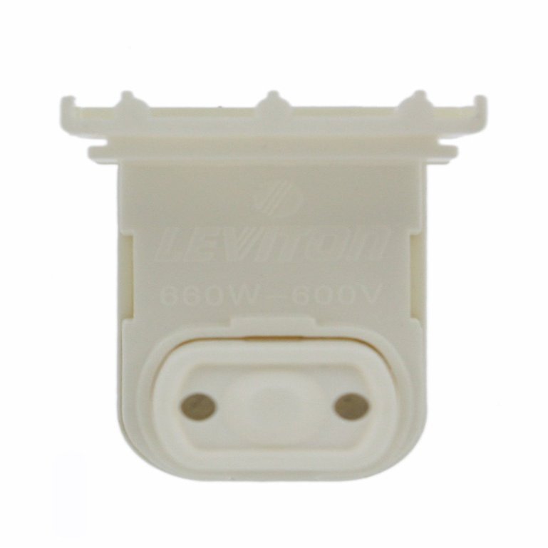 Leviton 660W Medium Bi-Pin Fluorescent Lampholder for T-8 and T-12 Lamps Pedestal Slide-On Recessed Double Contact Plunger Type, 13570-NW, White