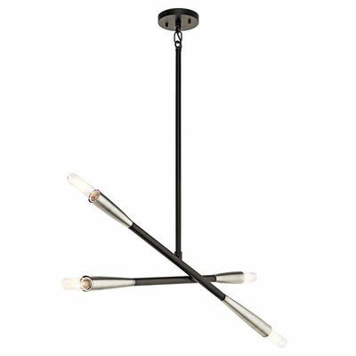 Kichler 43794BK Contemporary Modern Four Light Chandelier from Branches Collection in Black Finish, 33.50 inches