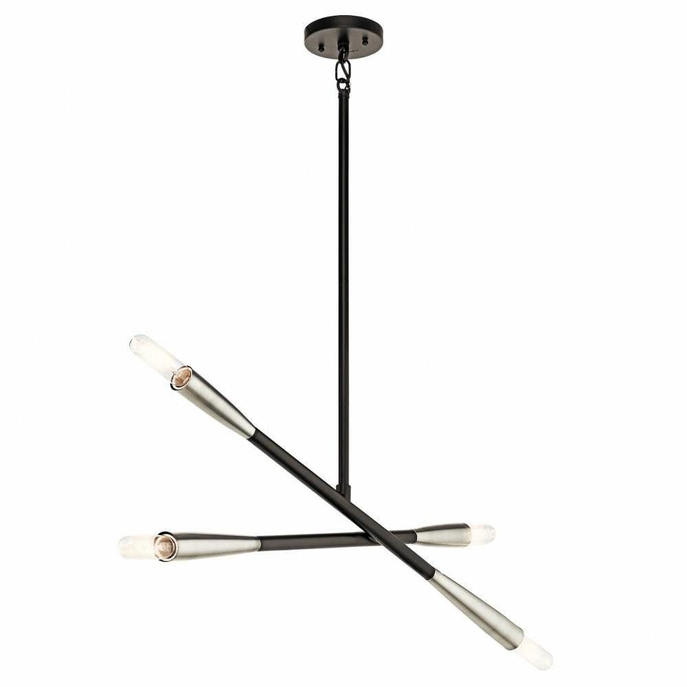 Kichler 43794BK Contemporary Modern Four Light Chandelier from Branches Collection in Black Finish, 33.50 inches