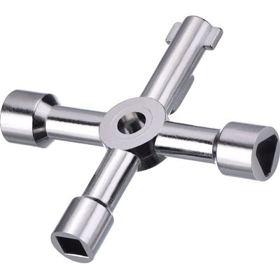 WILLBOND 4 Way Sillcock Water Utility Key for Electric Meter Box, Silver