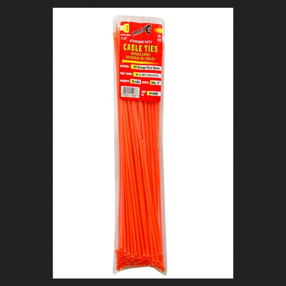100PC Orange 11.8" 50LB Tensile Standard Duty