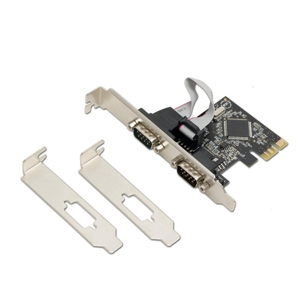 Dual Port Serial Industrial DB9 COM RS232 PCIe X1 Card for Desktop PC with Low Bracket Moschip MCS9922 SD-PEX15022